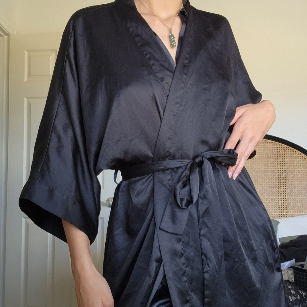 Satin Kimono Robe - Picture 2 of 4